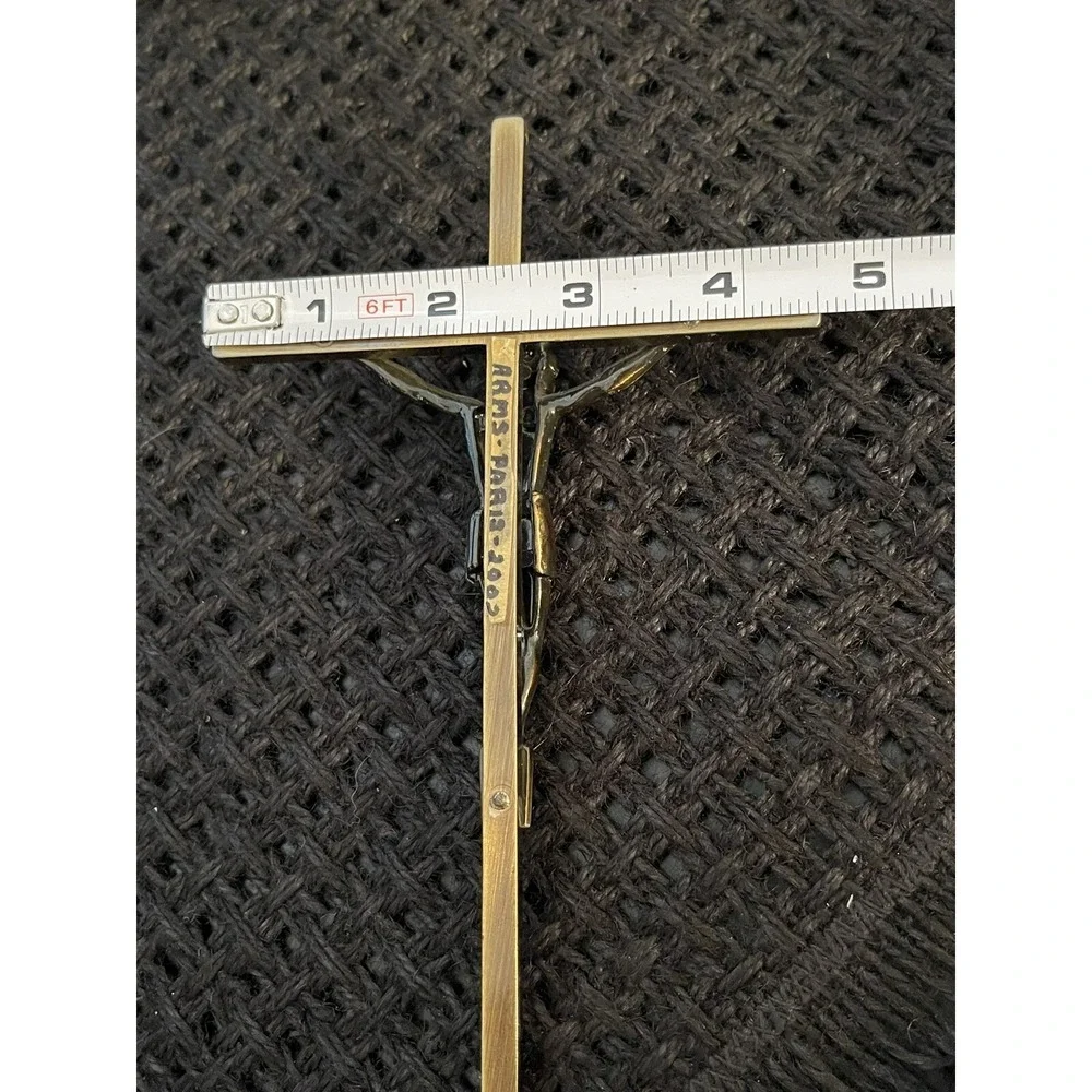 Vintage INRI Jesus Christ Brass Crucifix Cross Wall‎ Decor- ARMS- PARIS